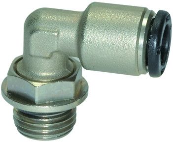 Winkel-Steckverschraubung "click-clock" G 1/4" aussen, 10 mm , drehbar, Messing vernickelt