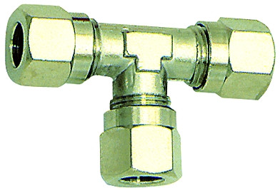 T-Verschraubung Messing vernickelt allseitig Rohr AD 8