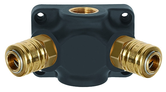 Verteilerwanddose m. Kupplungen , Eingang G 1/2" innen, 3x Ms-Schnellverschl.kuppl. NW 7,2