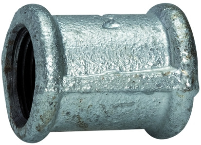 Rundmuffe Rp 1/2"-Rp 1/2", Temperguss verzinkt