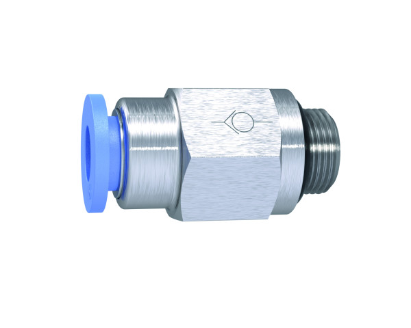 Rückschlagventil >>Blaue Serie<< / G1/4 außen, Schlauc 8 mm AD, max 10b ar, Messing vern.