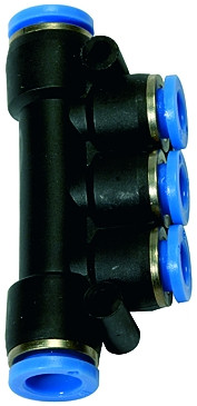Verteiler - Steckanschluss "Blaue Serie " für Schlauch 2x10/3x8