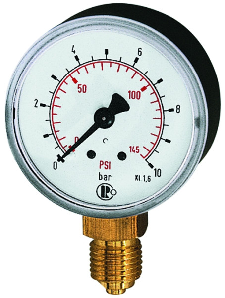 Riegler-Manometer Kunststoffgehäuse, Durchmesser: 50mm , G 1/4"unten, 0/10bar