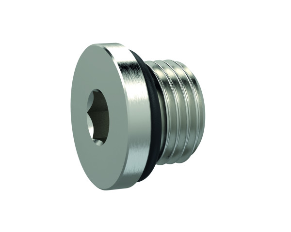 Verschlussstopfen M5 / mit O-Ring / Messing vernickel