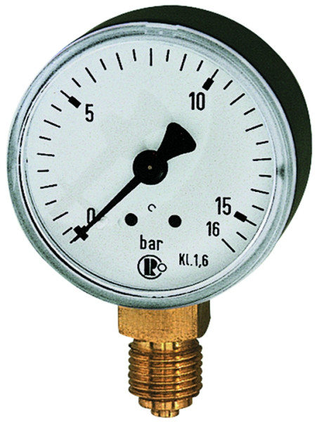 Riegler-Manometer Stahlblechgeh.40 mm Drm.,0-6 bar,1/8"unten