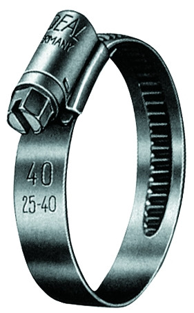 Schneckengewinde-Schlauchschelle, Chromstahl (W2), 16 - 25 mm, Bandbreite: 9 mm