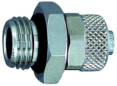 Einschraubverschr. M 5 aussen/ Ms vernickelt für Schlauch-Dm 6/4, SW9
