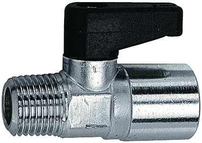 Riegler-Minikugelhahn mit Drehgriff IG/AG, R1/4"xR1/4",DN5,5