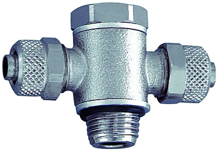 T-Schwenkverschraub. G 1/4/ Ms vernickelt für Schlauch 6/4