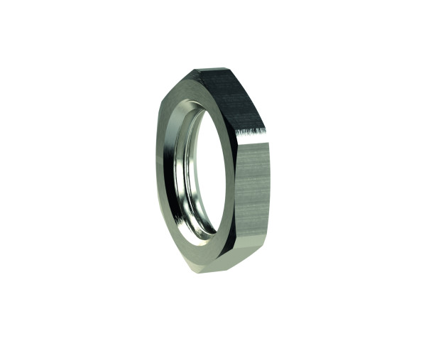 Sechskant-Gegenmutter, M20x1,5, SW 27, Messing vernickelt