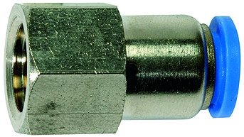 Aufschraub-Steckverschraubung "Blaue Serie" G 1/8" innen - Schlauch 6mm AD, Messing vernickelt