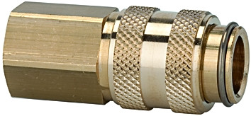 Kupplung / DN 5 G 1/8 innen/ Messing beidseit. absperrend