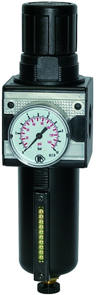 Filterdruckregler G 1/4 mit Metallbehälter und Sichtrohr G 1