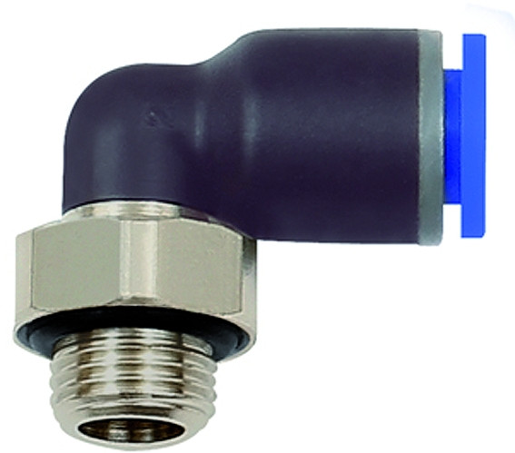 Winkeleinschraub-Steckverschraubung »Blaue Serie«, drehbar, M5 außen, Schlauch 4 mm AD