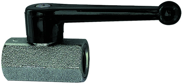 Mini-Kugelhahn / G 1/2 i. Ms. vernickelt / mit Handhebel - s