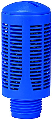 Schalldämpfer G 3/8" aussen, max. 12 bar , mit Granulatfüllung, Kunststoff blau, -20 bis +70 °C