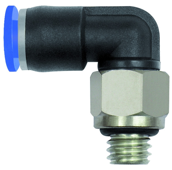 Winkeleinschraub-Steckverbindung »Blaue Serie« mini, drehbar, G 1/8" aussen,ür Schlauch-Außen-Ø 6 mm