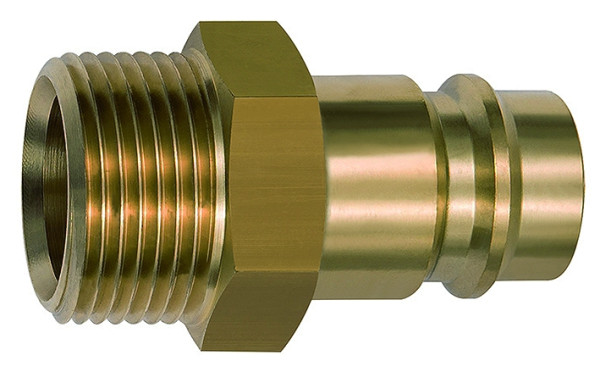 Nippel für Kupplungen NW 19, Messing blank, G 3/4 AG