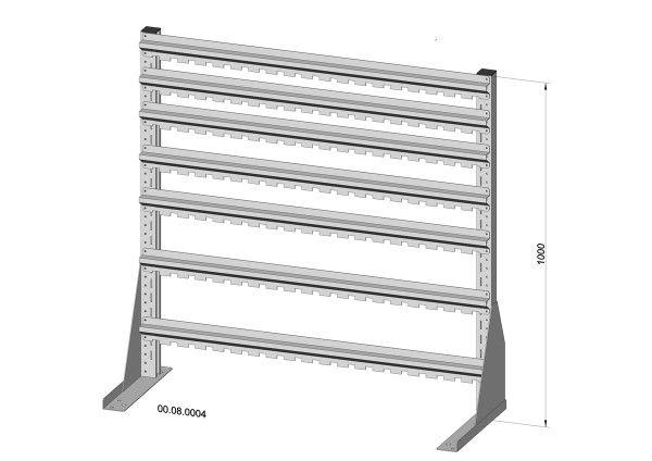 Hünersdorf Standregal einseitig unbestückt, Abm.: 1030 x 1000 mm , pulverbeschichtet lichtgrau