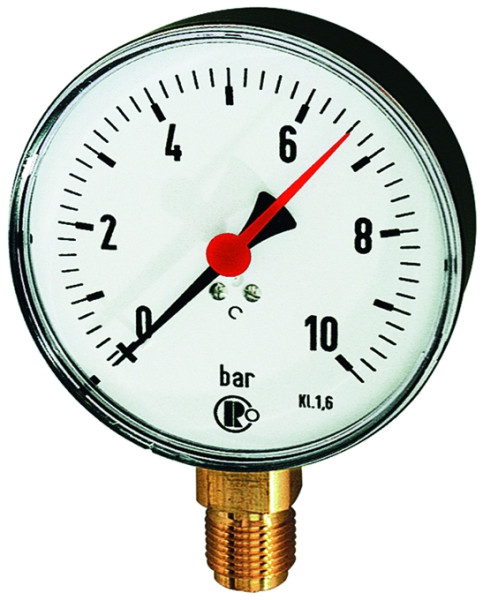 Riegler-Manometer 0 - 0,6 bar 100 mm Drm., R 1/2" unten