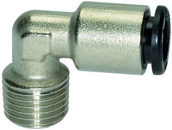 Winkel-Steckverschraubung "click-clock", R 1/4" - 8 mm, starr, NBR , Ms vernickelt
