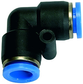 Winkel- Schnellsteckverbinder "Blaue Serie" f. Schlauch außen 10 mm, max 10 bar